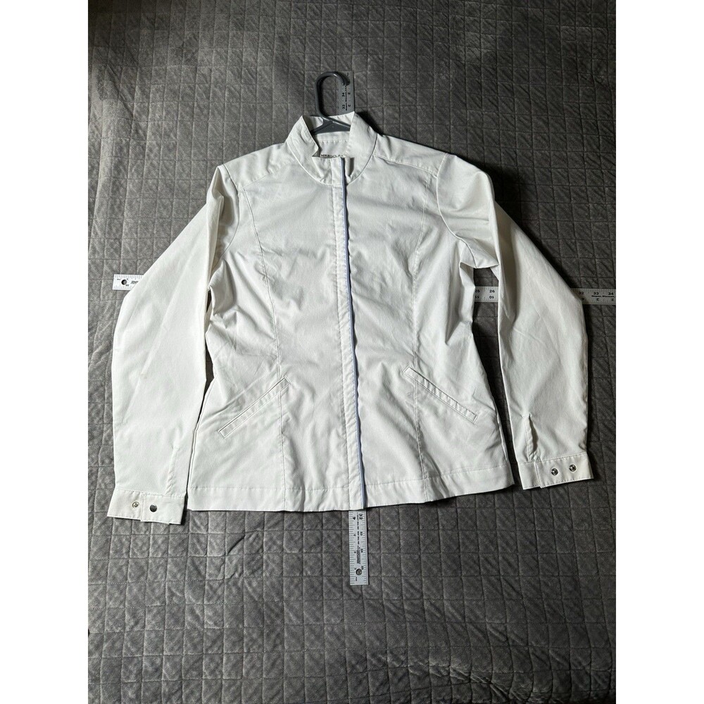 Nike golf jacket 05553 women white Full Zipper Size L 12-14 Golf 56323